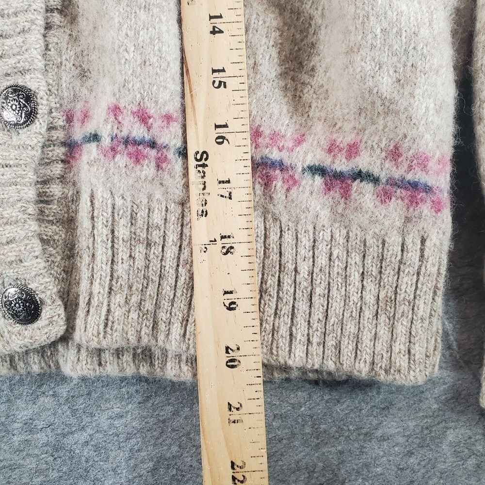 Eddie Bauer Cardigan Sweater Womens XS Cream Nordic Fair Isle Norway Wool Floral - Picture 7 of 11